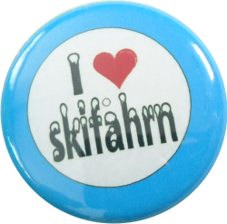 I love skifahrn button blue